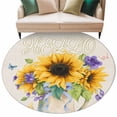 thumbnail image 1 of Sunflower Round Area Rugs Collection 5', Yellow Flowers Summer Botanical Pastoral Rustic Non Slip Indoor Circular Throw Runner Rug Floor Mat Carpet for Living Room Dining Table Bedroom Nursery, 1 of 9