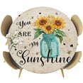 thumbnail image 1 of Sunflower Round Fitted Table Cover You Are My Sunshine Yellow Flower Bee Plant Retro Waterproof Table Cloth with Elastic Edge Wipeable Tablecloth for Picnic Camping Party Fits 45"-54" Diameter, 1 of 8