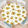 thumbnail image 1 of Sunflower Round Fitted Tablecloth with Elastic Edge Summer Floral Outdoor Tablecloth Waterproof Table Cover for Picnic Dinner Party Decor Fits 48-52" Diameter Round Tables, 1 of 4