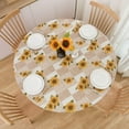 thumbnail image 1 of Sunflower Round Fitted Vinyl Tablecloth with Elastic Edge 100% Waterproof Oil Proof PVC Table Cloth Wipe Clean Table Cover for Indoor and Outdoor, 36"- 44", 1 of 6