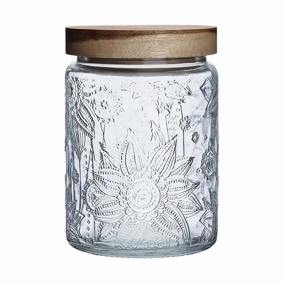 Sunflower Round Glass Storage Jar with Airtight Lid  Clear Kitchen Canister for Coffee, Rice, Sugar, Dry Food  Decorative Pantry Organization Container
