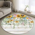 thumbnail image 1 of Sunflower Round Rug 3ft Washable Circle Entryway Rugs Non Slip Summer Botanical Pastoral Wooden Yellow Green Area Rug Indoor Floor Carpet for Bedroom Kitchen Living Room Office Dining Room Nursery, 1 of 8