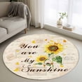 thumbnail image 1 of Sunflower Round Rug 4ft Washable Circle Entryway Rugs Non Slip Vintage Botanical Area Rug Indoor Floor Carpet for Bedroom Kitchen Living Room Home Office Dining Room Nursery, 1 of 8