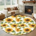 thumbnail image 1 of Sunflower Round Rugs for Living Room 5ft Farm Summer Yellow Plant Floral Leaf Country Style Non Slip Circle Rug Washable Low-Profile Indoor Carpet for Bedroom, Dining Room, Bathroom, 1 of 9