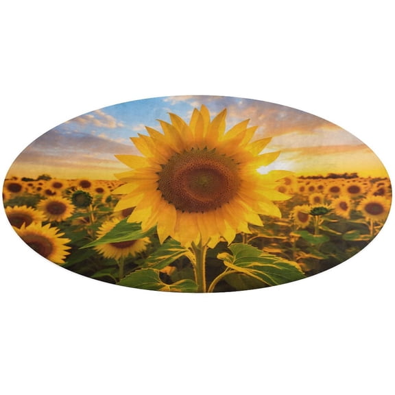 Sunflower Round Rugs -Washable Non-Slip Small Round Area Rug Throw Soft Circle Rugs for Bedroom, Modern Print Indoor Carpet for Entryway Sofa Living Room