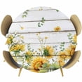 thumbnail image 1 of Sunflower Round Tablecloth 45-54 Inch Round Fitted Table Cloth with Elastic Edge, Summer Eucalyptus Botanical Floral Retro Waterproof Table Cover Protector for Outdoor Picnic Party Dining, 1 of 9