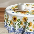 thumbnail image 1 of Sunflower Round Tablecloth - Yellow Daisy Floral Butterfly Table Cloth 60 Inch Blue Boho Floral Seasonal Washable Table Cover for Indoor Outdoor Kitchen Dinning, 1 of 7