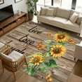 thumbnail image 1 of Sunflower Rustic 5x8 Area Rugs, Vintage Wooden Flowers Butterfly Non-Skid Rubber Backing Large Rectangle Rugs - Living Room Bedroom Home Office, Indoor Floor Mat Carpets Washable Rug, 1 of 9