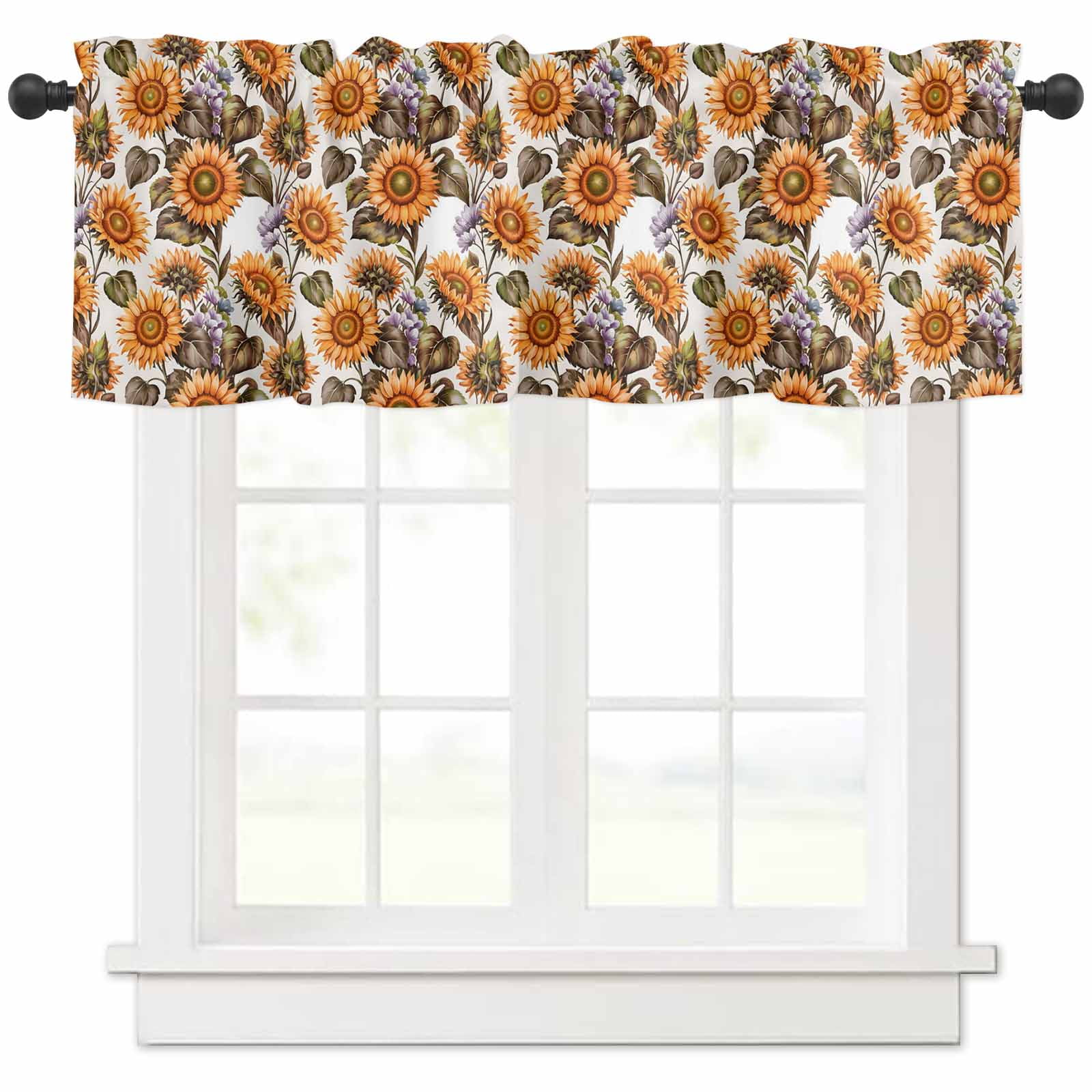 Sunflower Rustic Valances for Windows Farmhouse Kitchen Curtains ...