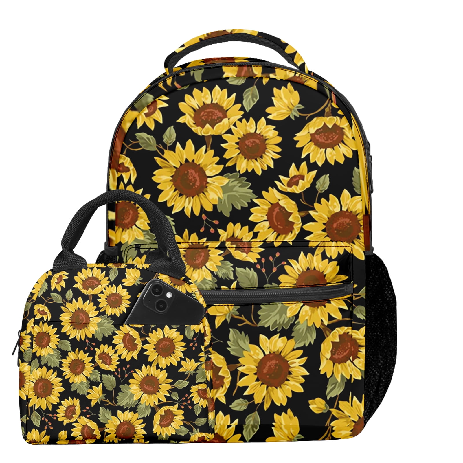Sunflower School Backpacks Lunch Box Unisex School Bag Elementary
