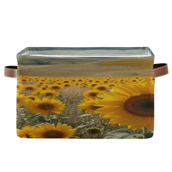 Sunflower Sea Storage Bins with Handle Fabric Organizer Basket Foldable Box 1 Pack 14.2x10.2x8.3
