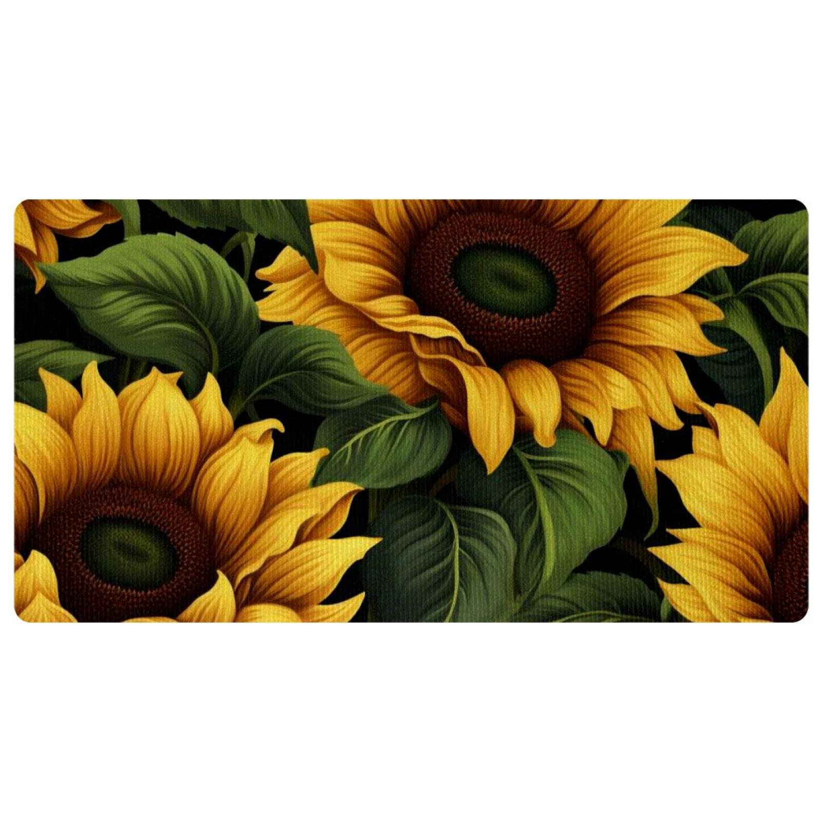 Sunflower Seamless Pattern Kitchen Mat, Anti Fatigue Kitchen Rugs, 15.7