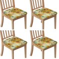 thumbnail image 1 of Sunflower Seat Covers for Dining Room Chairs Set Of 4,Stretch Printed Washable Chair Seat Cover with Elastic Ties and Button,Removable Waterproof Couch Cushion Covers, 1 of 6