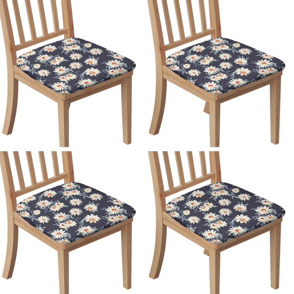 Sunflower Seat Covers for Dining Room Chairs Set Of 4,Stretch Printed Washable Chair Seat Cover with Elastic Ties and Button,Removable Waterproof Couch Cushion Covers