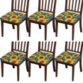 thumbnail image 1 of Sunflower Seat Covers for Dining Room Chairs Set Of 6,Stretch Printed Washable Chair Seat Cover with Elastic Ties and Button,Removable Waterproof Couch Cushion Covers, 1 of 6