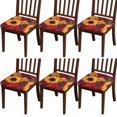 thumbnail image 1 of Sunflower Seat Covers for Dining Room Chairs Set Of 6,Stretch Printed Washable Chair Seat Cover with Elastic Ties and Button,Removable Waterproof Couch Cushion Covers, 1 of 6