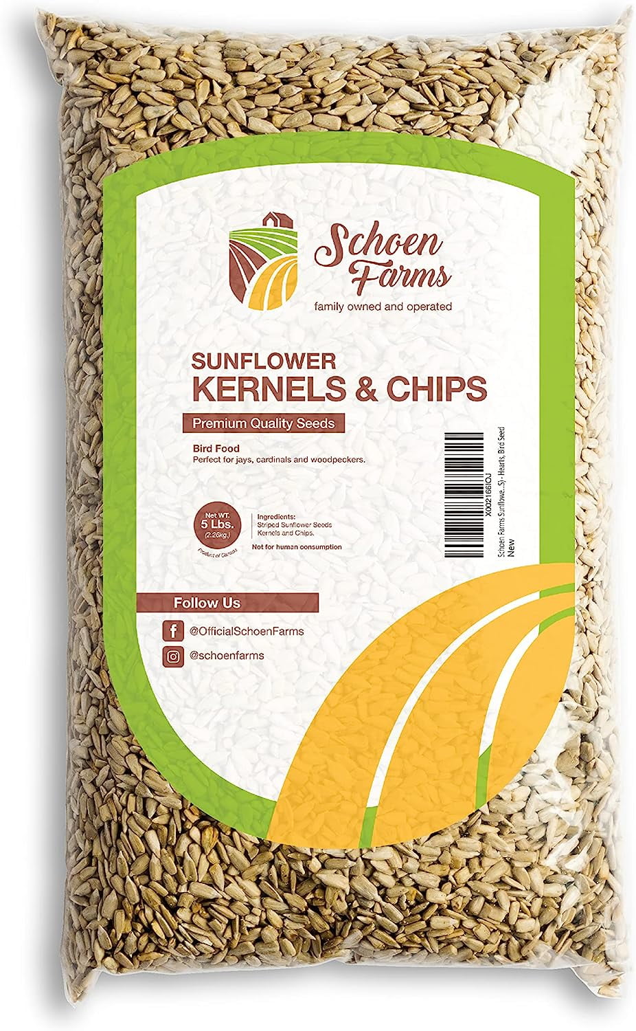 Sunflower Seed Kernels and Chips for Birds (5 LBS) - Hearts, Bird Seed