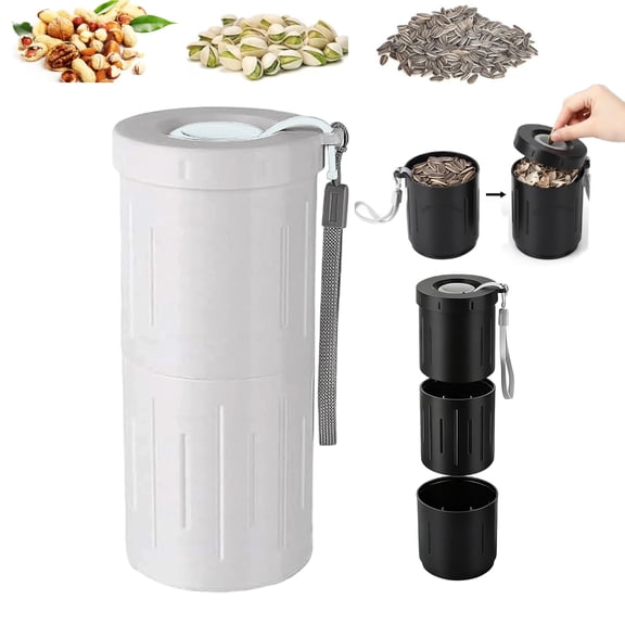 Sunflower Seed Snack Cup Reusable Seed & Shell Holder, Portable Outdoor Sports Travel Snack Container with Shell Spit Cup Leak-Proof Waste Collector for Pumpkin Seeds Nuts Pistachios