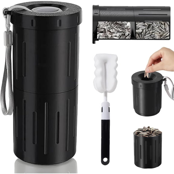 Sunflower Seed Spit Cup, 2-in-1 Seed Holder & Shell Container with Splash-Proof Plug, Mess-Free Snack Solution for Car, Travel, and Outdoor Use