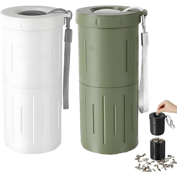 Sunflower Seed Spit Cup with Seed Storage, Portable 2-in-1 Shell Disposal Container for Car Road Trips and Baseball Games, Dishwasher Safe Snack Cup