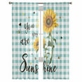 thumbnail image 1 of Sunflower Semi Sheer Curtains 108 Inch Length 2 Panels Set, Teal Green Check You Are My Sunshine Bee Sheer Kitchen Curtain Privacy Voile Window Curtain for Living Room Bedroom Rod Pocket Drapes, 1 of 7