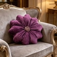 thumbnail image 1 of Sunflower Shape Throw Pillow Decorative Cotton Cushion for Sofa, Couch, Bed - Soft Velvet Accent for Living Room and Office Purple, 1 of 6