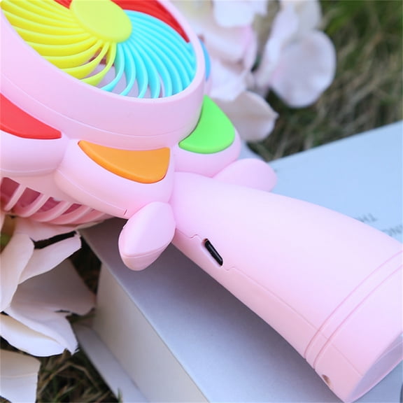 Sunflower Shaped Handheld Fan Mini USB Rechargeable Cooling Fan with LED Light Portable Lightweight Cute Flower Shaped Personal Fan for Summer Beach Travel Classroom