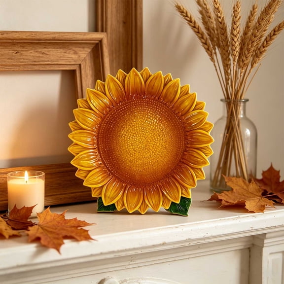 Sunflower Shaped Resin Serving Tray Decorative Catchall Dish for Jewelry Keys Candy Fall Thanksgiving Table Centerpiece