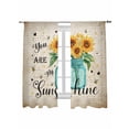thumbnail image 1 of Sunflower Sheer Curtains 2 Panels Set You Are My Sunshine Yellow Flower Bee Plant Retro Lihgt Filtering Rod Pocket Voile Drape, Semi Sheer Window Curtains for Bedroom Living Room, 52"x63", 1 of 5