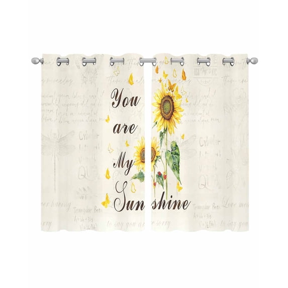 Sunflower Sheer Curtains 54 Inch Length 2 Panels Set for Living Room/Bedroom, Vintage Botanical Kitchen Curtains with Grommet Semi-Sheer Curtains Drapes Voile Window Treatments 42"x54"x2