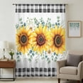 thumbnail image 1 of Sunflower Sheer Curtains 63 Inches Long, Yellow Floral Black Plaid Eucalyptus Leaves Light Filering Curtains, Breathable Simi Curtain Privacy Drapes for Living Room Bedroom Window Treatment, 1 of 9
