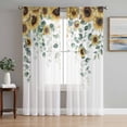 thumbnail image 1 of Sunflower Sheer Curtains 72 Inch Length 2 Panels Set Window Treatments, Yellow Floral Eucalyptus Leaves Watercolor Rod Pocket Semi Curtains for Living Room/Bedroom/Kitchen Décor, 104"W x 72"L, 1 of 7