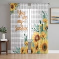 thumbnail image 1 of Sunflower Sheer Curtains 72 Inches Long 2 Panels Set, Window Sheer Curtains for Living Room/Bedroom, Summer Botanical Checkered Yellow Floral Light Filtering Rod Pocket Curtain 52''x72''x2, 1 of 8