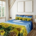 thumbnail image 1 of Ambesonne Sunflower Fitted & Top Sheet Set with Shams, Fresh Field Country, Blue Green Yellow, 1 of 5