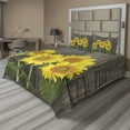 thumbnail image 1 of Ambesonne Garden Fitted & Top Sheet Set with Shams, Helianthus Sunflowers, Brown Yellow Green, 1 of 4
