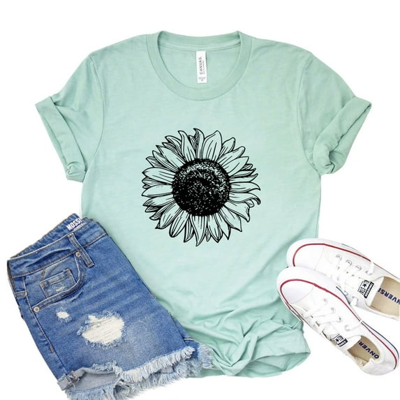 Sunflower Shirt Spring Shirts Summer Tshirt Women’s Boho Gift Botanical T-shirt Nature Lover Tee