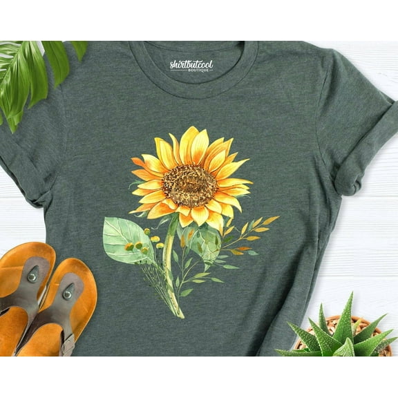 Sunflower Shirt Women, Spring Summer Clothing, Flower Shirt, Botanical Shirts, Mothers Day Tees, Floral Shirt, Sunflower Tees, Garden Shirt TSHIRT All Size S-5XL
