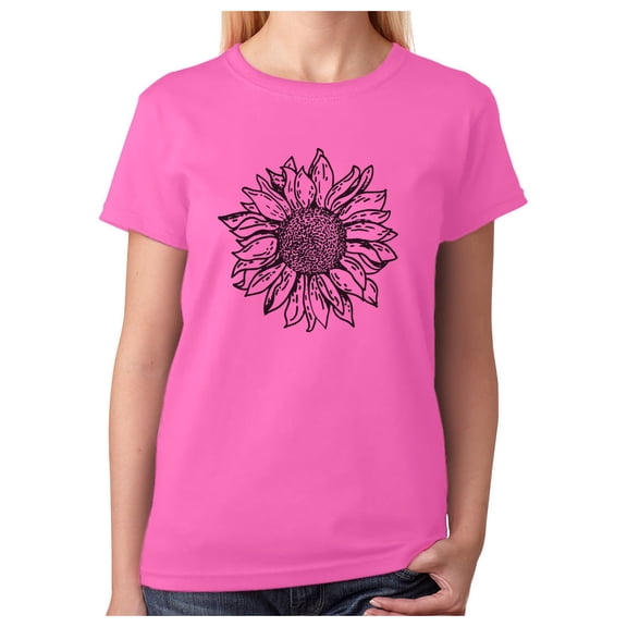 Sunflower Shirt for Women Cute Graphic Tee Girls Summer Women T-Shirt Large Pink