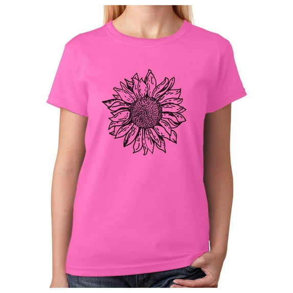 Sunflower Shirt for Women Cute Graphic Tee Girls Summer Women T-Shirt Large Pink