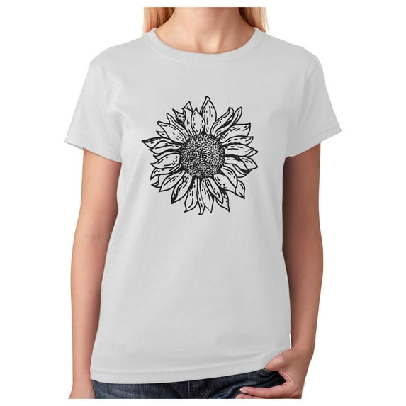 Sunflower Shirt for Women Cute Graphic Tee Girls Summer Women T-Shirt X-Large White