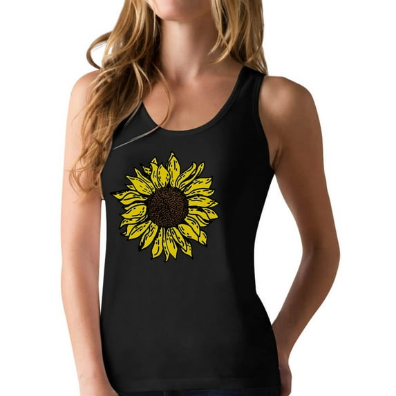 Sunflower Shirt for Women Girls Summer Graphic Tee Cute Racerback Tank Top XX-Large Black