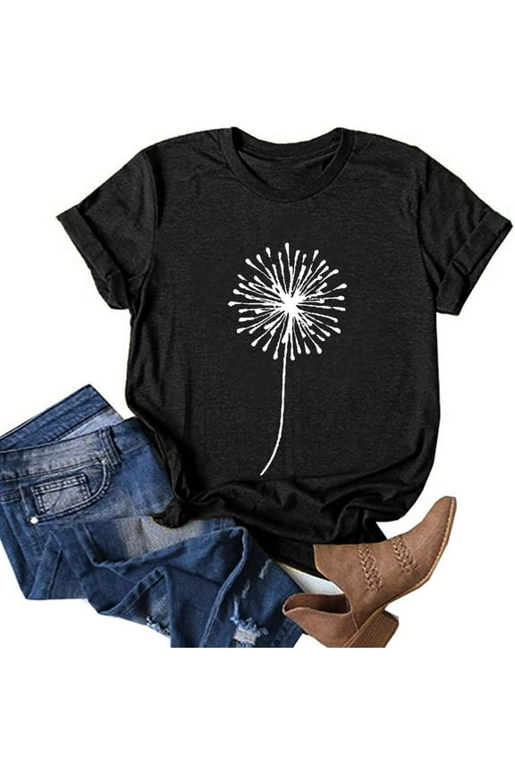 Sunflower Shirts for Women Plus Size Faith Tops Summer Short Sleeve Loose Casual T Shirt Junior Teen Girls Graphic Tees (A-Black, Medium)