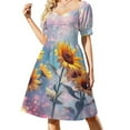 thumbnail image 1 of Sunflower Short Sleeved Dress Summer Dresses Birthday Dress for Women Luxury 2025 Dress Party Night, 1 of 6