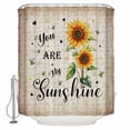 thumbnail image 1 of Sunflower Shower Curtain, 66" x 72", Bee Sunshine Farmhouse Vintage Old Newspaper Waterproof Bathroom Curtain Washable Shower Curtain Set with 12 Hooks, 1 of 6