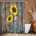 thumbnail image 1 of Sunflower Shower Curtain, Country Shower Curtain, Rustic Yellow Floral on Brown Door Fall Autumn Farmhouse 72W x 72H inch Shower Curtain with Hooks Western Fabric Waterproof Bath Curtain, 1 of 6