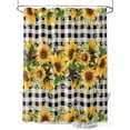thumbnail image 1 of Sunflower Shower Curtain, Rustic Farmhouse Barn Star Bathroom Decor Curtains Set with Hooks, Black Buffalo Plaid Waterproof Fabric Home Accessories， 66 X 72 Inch Long, 1 of 6