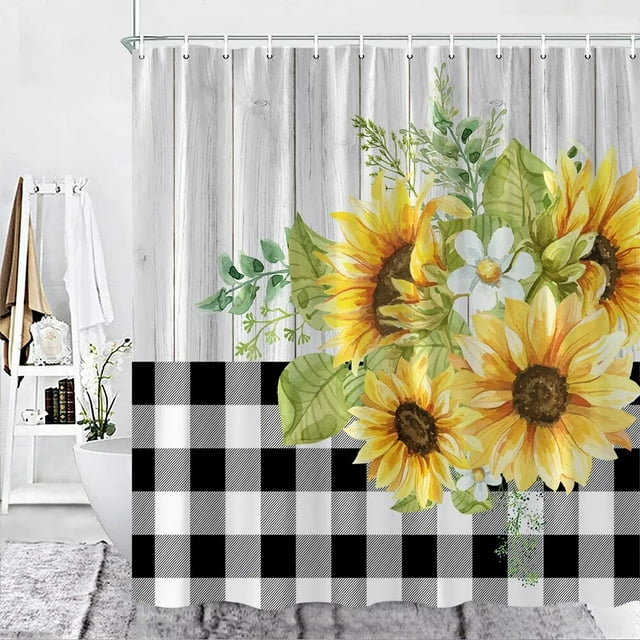 Sunflower Shower Curtain Summer Farm Rustic Rustic Barn Shower Curtain