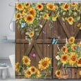 thumbnail image 1 of Sunflower Shower Curtain Vintage Farmhouse Barn Door Decor Curtain for Bathroom Spring Floral Waterproof Fabric Bath Curtain with 12 Hooks 72x72 Inches, 1 of 4