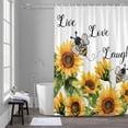 thumbnail image 1 of Sunflower Shower Curtain for Bathroom Decor, Bee Yellow Floral Summer Waterproof Fabric Shower Curtain, 72"x96" Set with 12 Hooks, 1 of 9