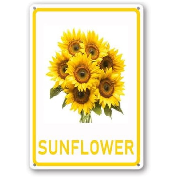 Sunflower Sign 5.5inch×8inch Sturdy Aluminum Metal Signs Rust Free Metal Wall Decor for Yard Backyard Porch Patio
